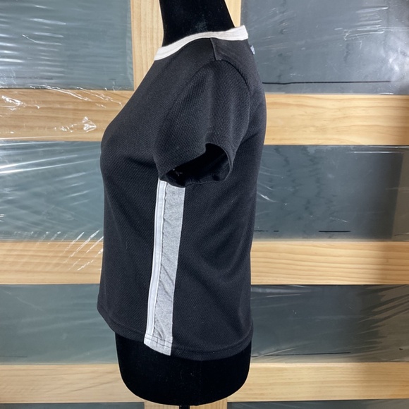 Bum Equipment Black Short Sleeved Shirt With A White & Grey Side Stripe/Vintage - Picture 2 of 7